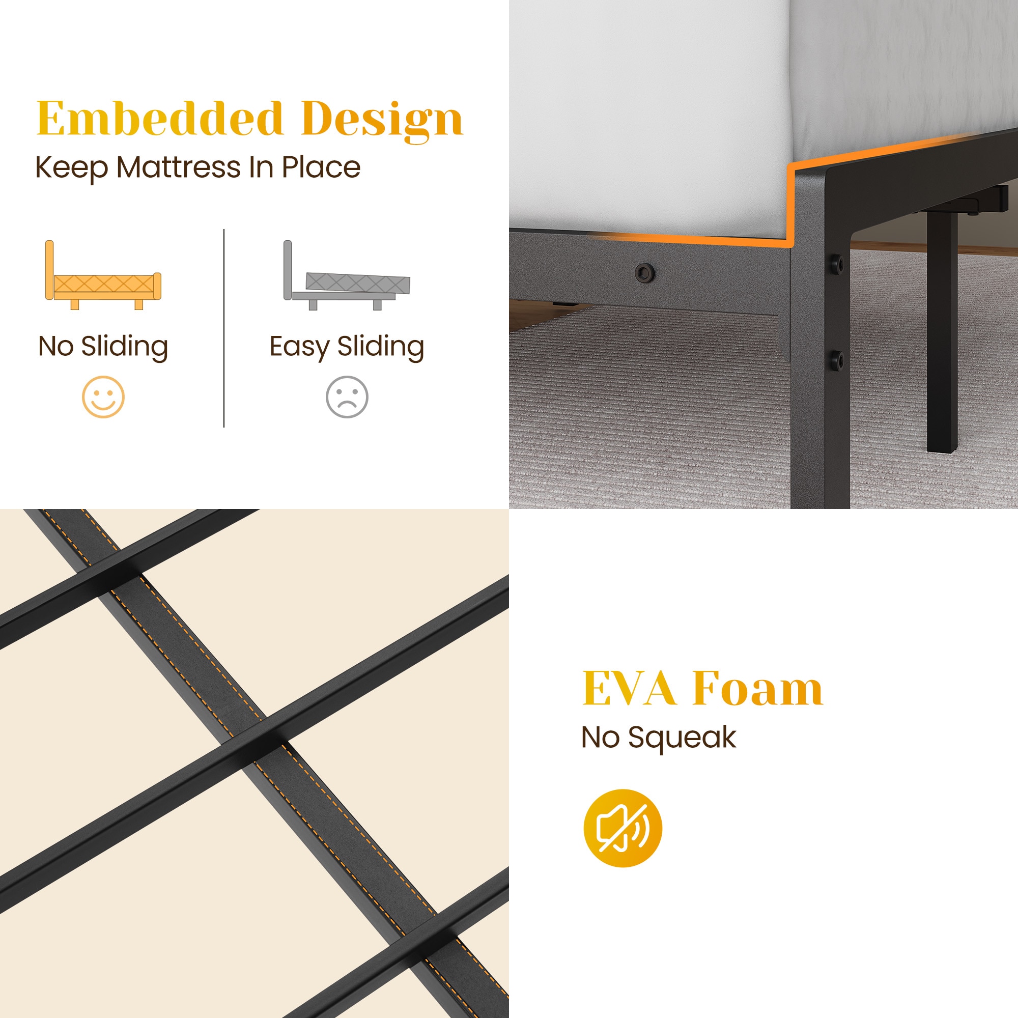 Twin Platform Bed Frame With Charging Station And Storage Headboard_voghion.com